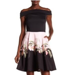 peach off the shoulder dress